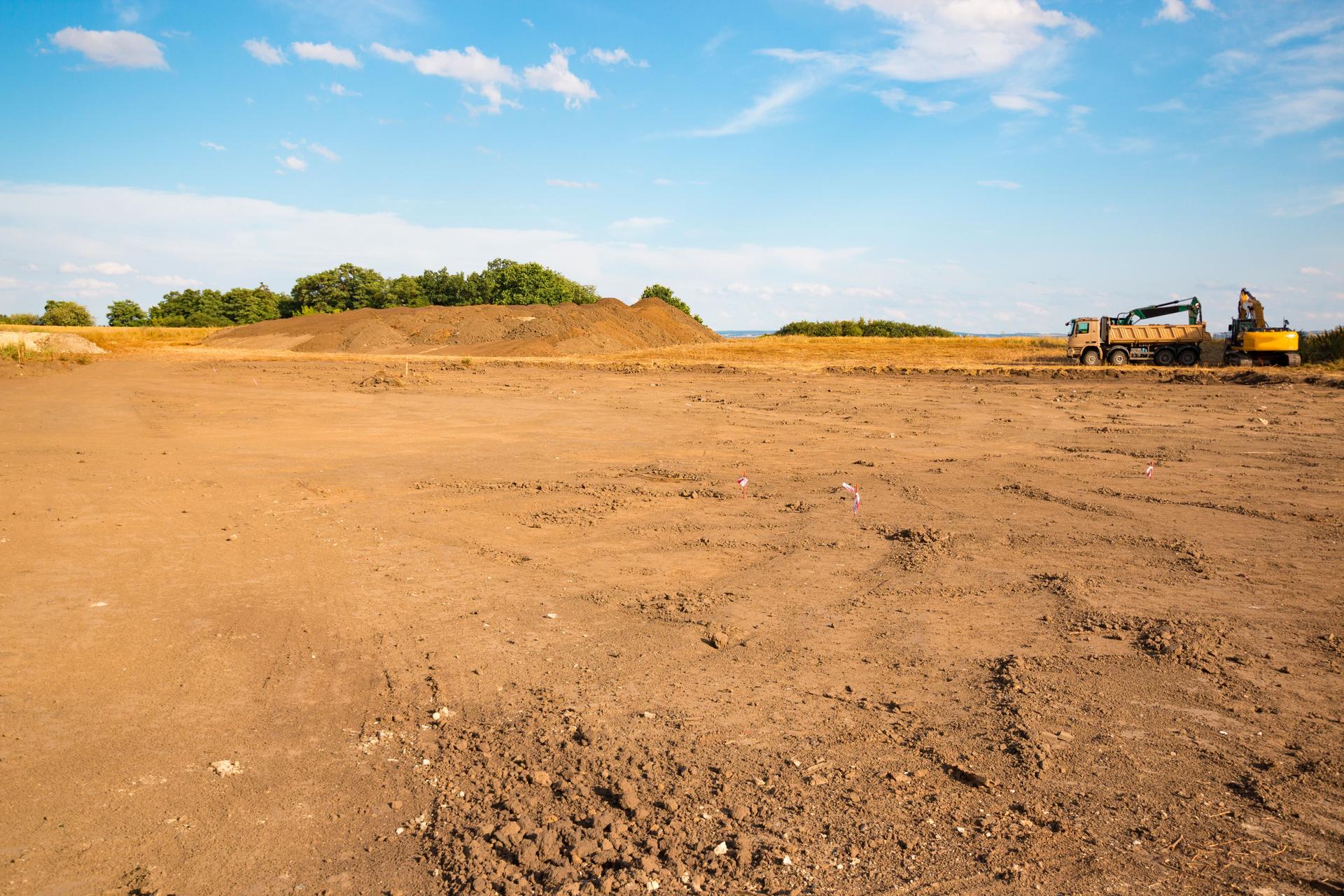 Construction site with blue sky background